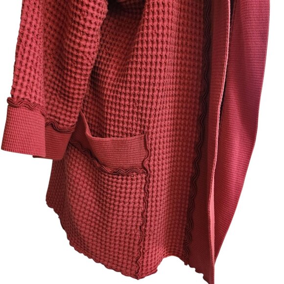 Focus Casual Life Waffle Cardigan Jacket Size Large Lagenlook Burnt Orange - Picture 5 of 9